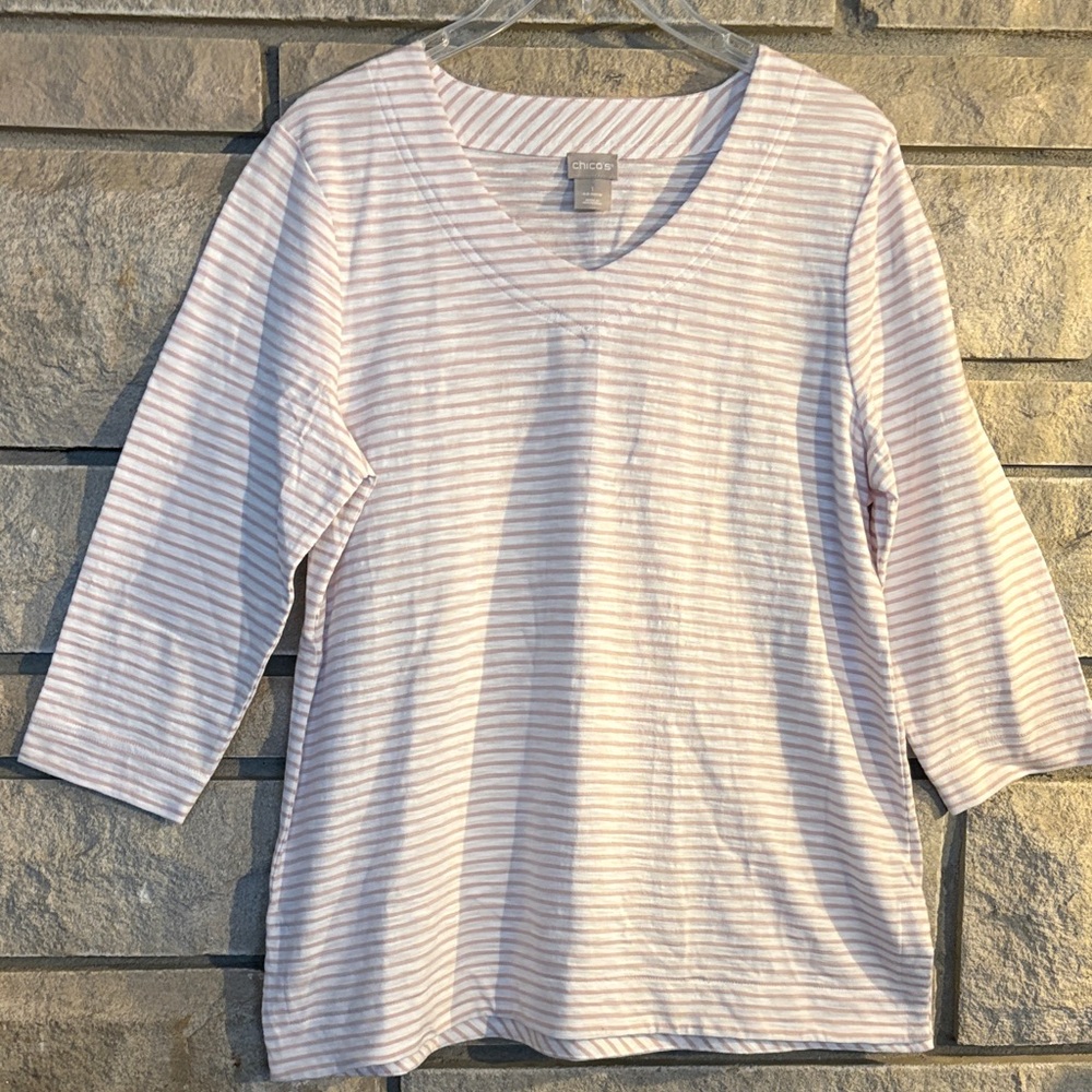 Chico's Light Pink Striped Top